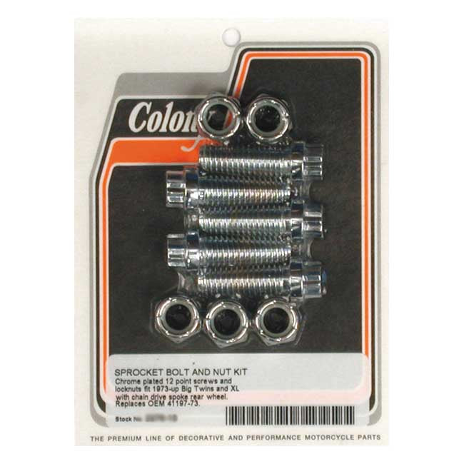 Colony Sprocket Bolt & Nut Kit – 1973–1984 Big Twin; 1979–1990 XL…