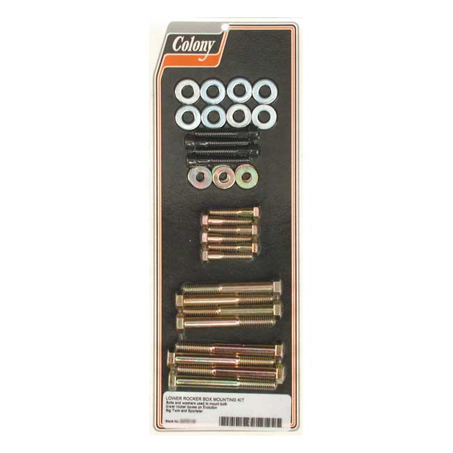 Colony, Evo Lower Rocker Box Mount Kit. Zinc for 84-99 Evo Big Twin; 86-03 XL