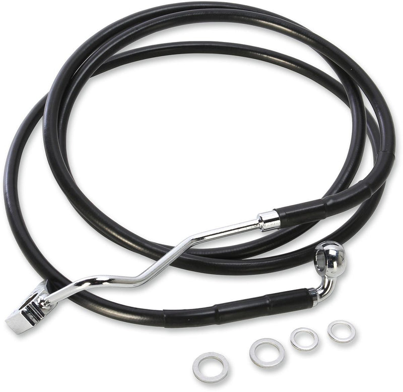 Drag Specialties Brake Line Kit Extended Upper Front Length Black Vinyl/Stainless Steel + 4" - Part #17414506 - Hogparts UK
