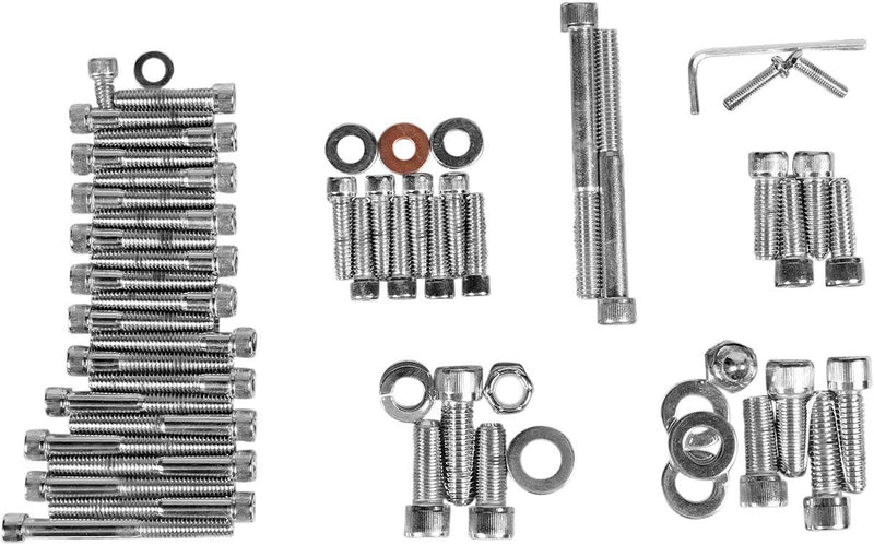 Drag Specialties Chrome Socket-Head Motor Bolt Kit Knurled - Part #DS190805 - Hogparts UK