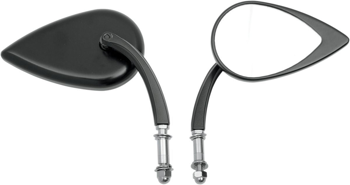 Drag Specialties Mirror Teardrop W/ Short Stem Black - Part #06400390 - Hogparts UK