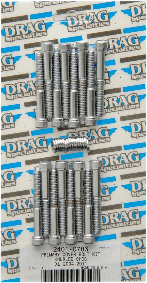Drag Specialties Chrome Socket-Head Primary Cover Bolt Kit Knurled - Part #24010783 - Hogparts UK