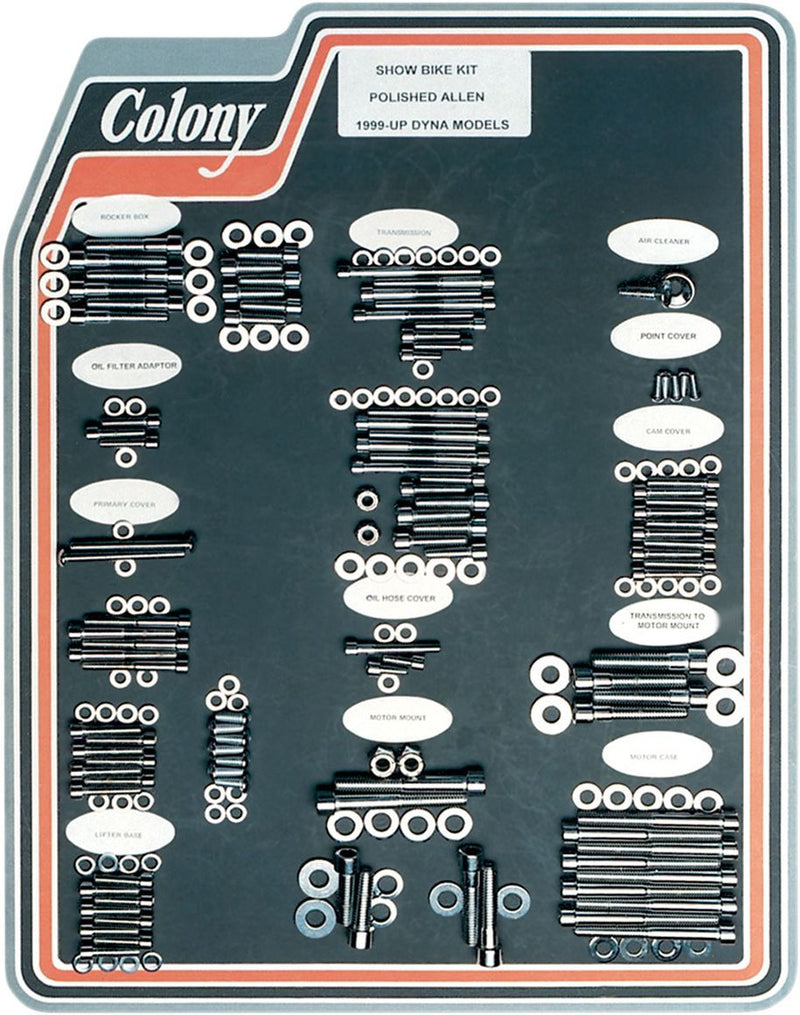 Colony Complete Motor Bolt Kit - Steel, Socket-Head - Chrome / Polished / Silver for Harley-Davidson Softail 2000-2006