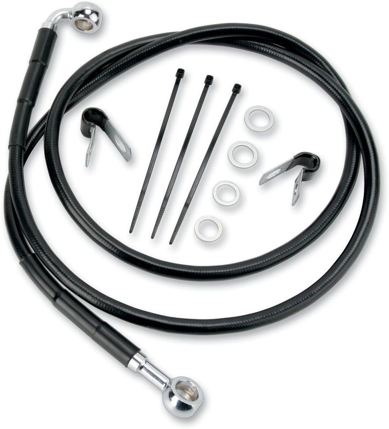 Drag Specialties Front Brake Line Black Vinyl Coated Stainless Steel Extended 2" - Part #17412581 - Hogparts UK