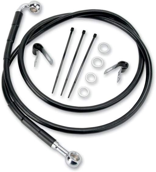 Drag Specialties Front Brake Line Black Vinyl Coated Stainless Steel Extended 2" - Part #17412581 - Hogparts UK