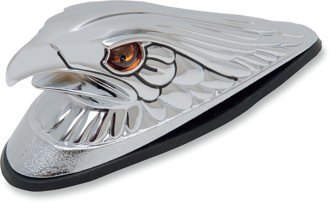 Drag Specialties Chrome Eagle Head W/ Amber Eyes Large Front Fender Ornament - Part #DS287553 - Hogparts UK