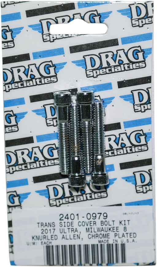 Drag Specialties Bolt Kit M8 Side Cover Transmission Knurled Allen Head Chrome - Part #24010979 - Hogparts UK