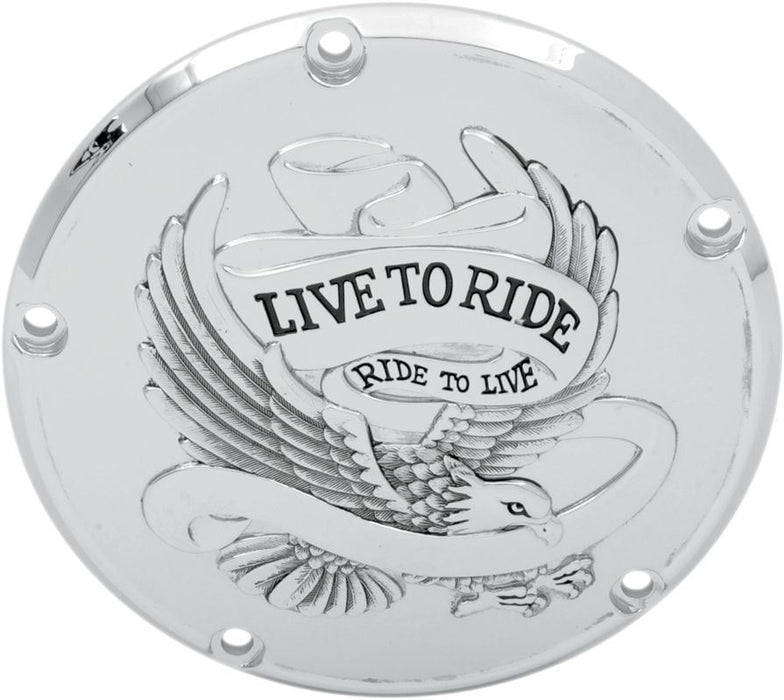 Drag Specialties Live To Ride Derby Cover Chrome 5-Hole - Part #11070157 - Hogparts UK