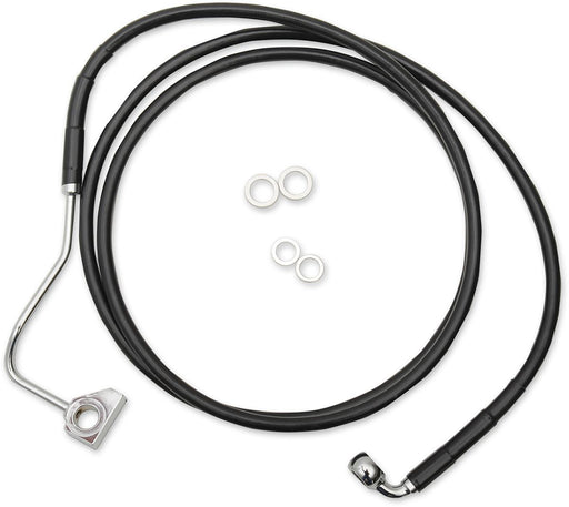 Drag Specialties Brake Line Kit Extended Upper Front Length Black Vinyl/Stainless Steel + 8" - Part #17414508 - Hogparts UK