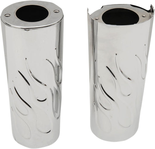 Drag Specialties Fork Slider Flame Covers +2" Chrome - Part #04110149 - Hogparts UK