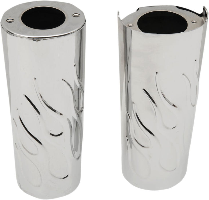 Drag Specialties Fork Slider Flame Covers +2" Chrome - Part #04110149 - Hogparts UK