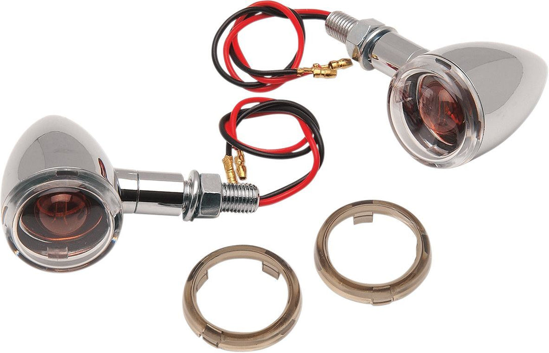 Drag Specialties Mini-Deuce Marker Lights Stud-Mount Clear/Smoke Lens Chrome - Part #20400277 - Hogparts UK