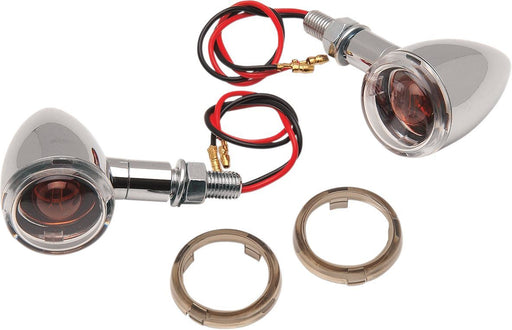 Drag Specialties Mini-Deuce Marker Lights Stud-Mount Clear/Smoke Lens Chrome - Part #20400277 - Hogparts UK