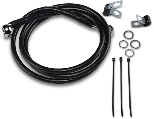 Drag Specialties Front Brake Line Black Vinyl Coated Stainless Steel Extended 10" - Part #17412555 - Hogparts UK