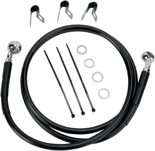 Drag Specialties Front Brake Line Black Vinyl Coated Stainless Steel Extended 6" - Part #17412541 - Hogparts UK