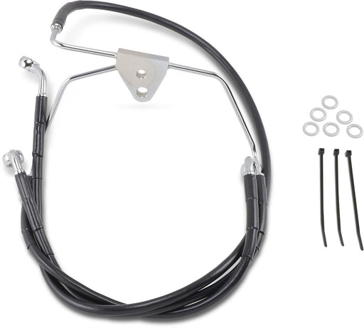 Drag Specialties Front Brake Line Black Vinyl Coated Stainless Steel Extended 8" - Part #17412518 - Hogparts UK