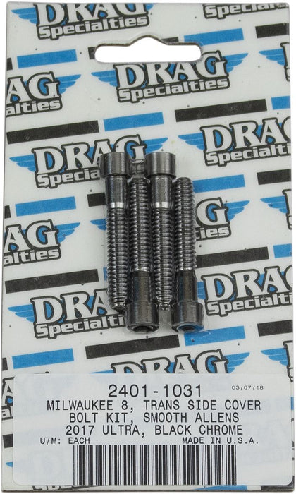 Drag Specialties Bolt Kit M8 Side Cover Transmission Smooth Socket Head Black - Part #24011031 - Hogparts UK
