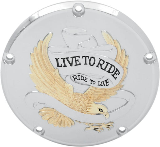 Drag Specialties Live To Ride Derby Cover Gold 5-Hole - Part #11070158 - Hogparts UK