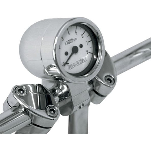 BARON TACHOMETER 3" BULLET WHITE FACE W/ 1" CLAMP - 22110048 - Hogparts UK