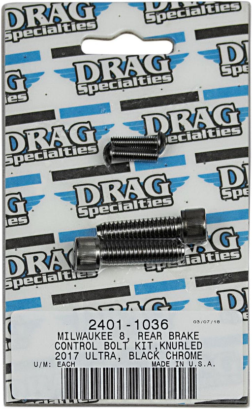 Drag Specialties Bolt Kit M8 Rear Brake Control Knurled Allen Head Black - Part #24011036 - Hogparts UK