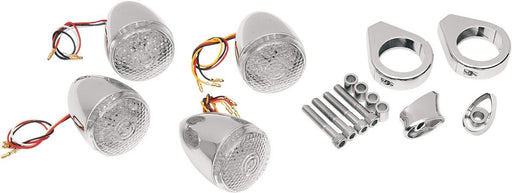 Drag Specialties Turn Signal Kit Deuce Red/Amber Led Clear Honeycomb Lens - Part #20200274 - Hogparts UK