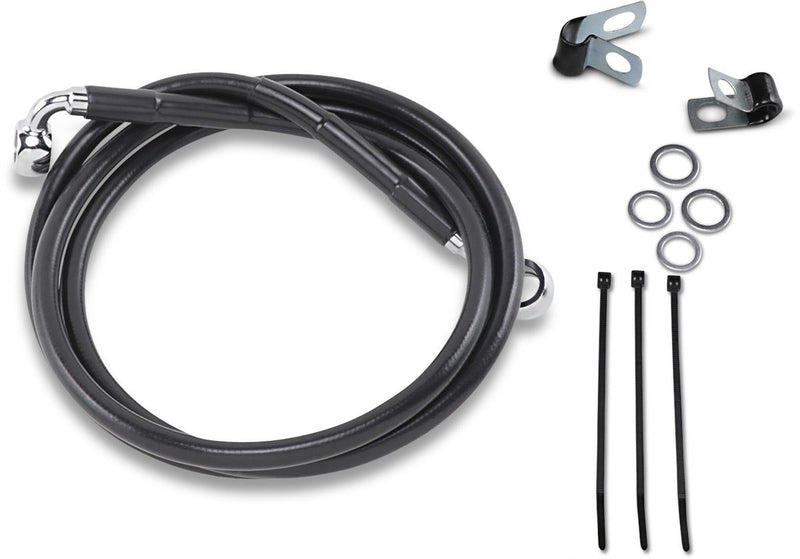 Drag Specialties Front Brake Line Black Vinyl Coated Stainless Steel Extended 8" - Part #17412548 - Hogparts UK