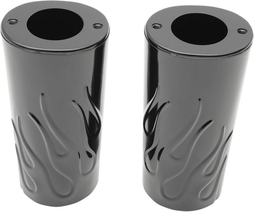 Drag Specialties Fork Slider Covers Flame Gloss Black - Part #04110133 - Hogparts UK