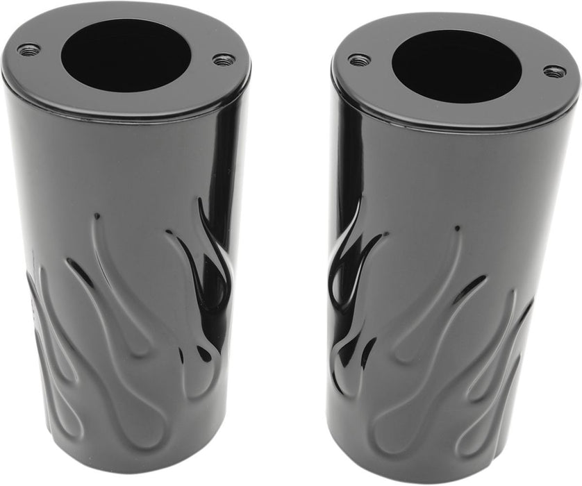 Drag Specialties Fork Slider Covers Flame Gloss Black - Part #04110133 - Hogparts UK
