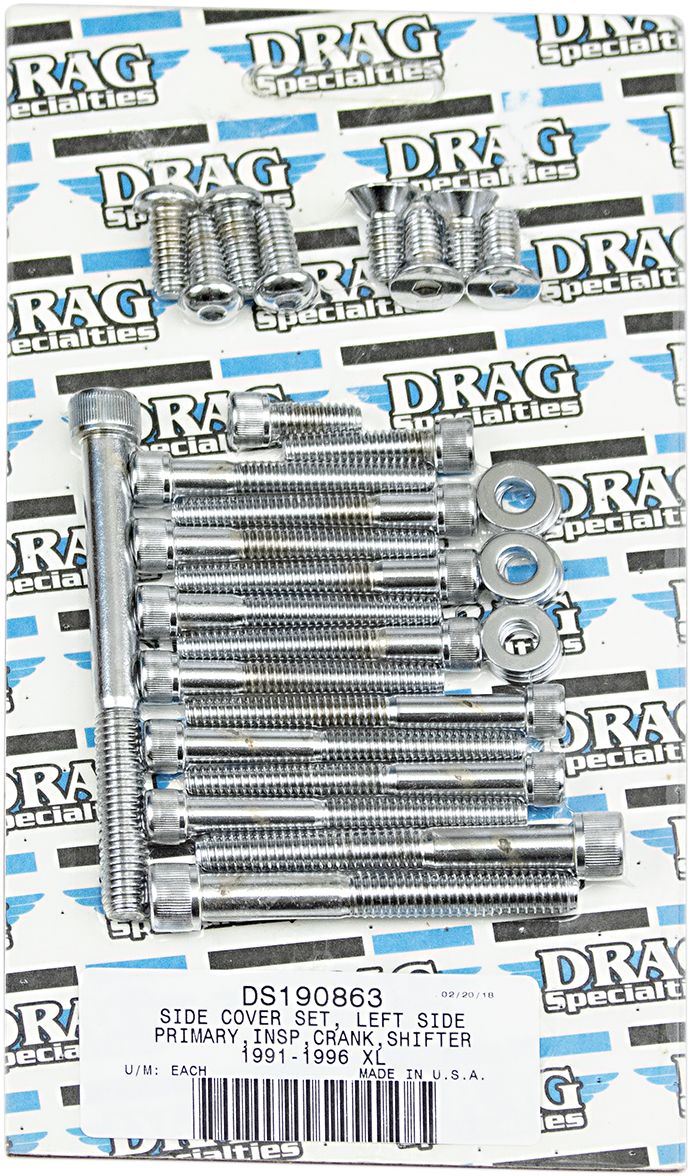 Drag Specialties Chrome Socket-Head Sprocket Cover Bolt Kit Knurled - Part #DS190863 - Hogparts UK