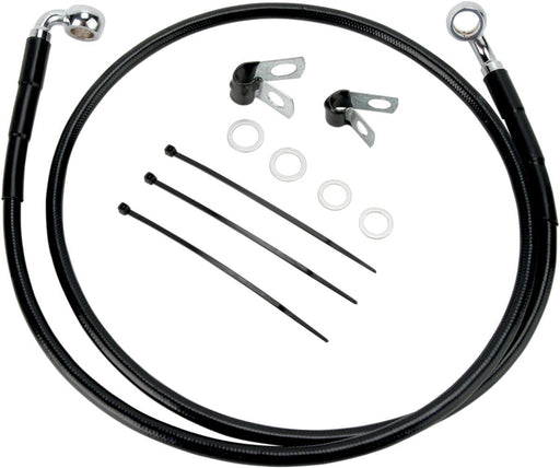 Drag Specialties Front Brake Line Black Vinyl Coated Stainless Steel Extended 10" - Part #17412573 - Hogparts UK