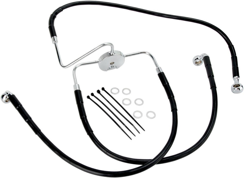 Drag Specialties Front Brake Line Black Vinyl Coated Stainless Steel - Part #17412562 - Hogparts UK