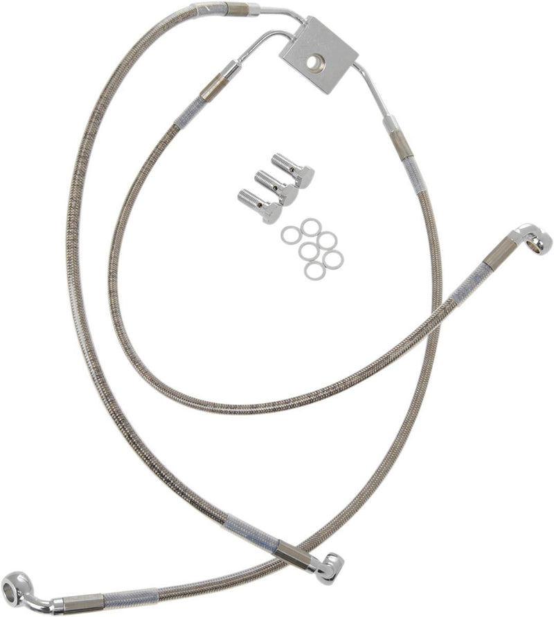 Drag Specialties Brake Line Stainless Steel Clear Coated Front/Upper/Lower Extended +8" - Part #17413829 - Hogparts UK