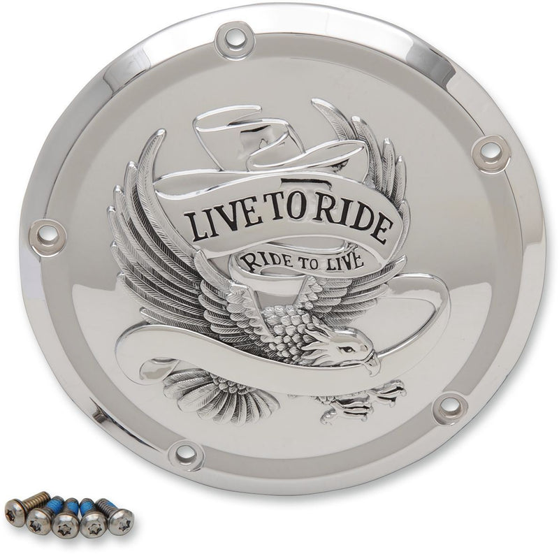 Drag Specialties Cover Derby 5-Hole Live To Ride Chrome - Part #11070554 - Hogparts UK