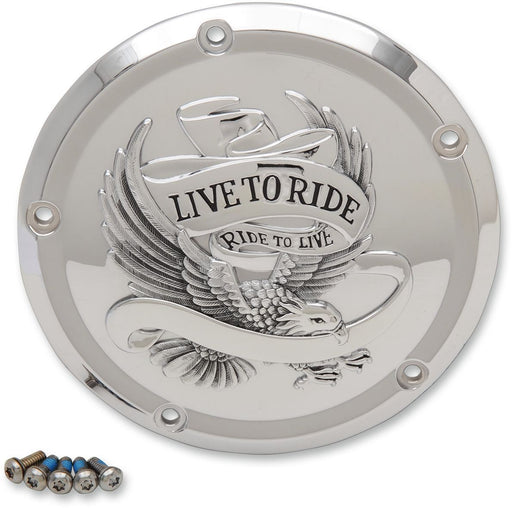Drag Specialties Cover Derby 5-Hole Live To Ride Chrome - Part #11070554 - Hogparts UK