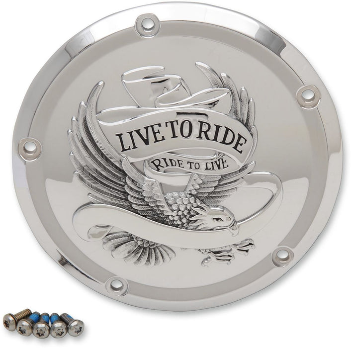 Drag Specialties Cover Derby 5-Hole Live To Ride Chrome - Part #11070554 - Hogparts UK