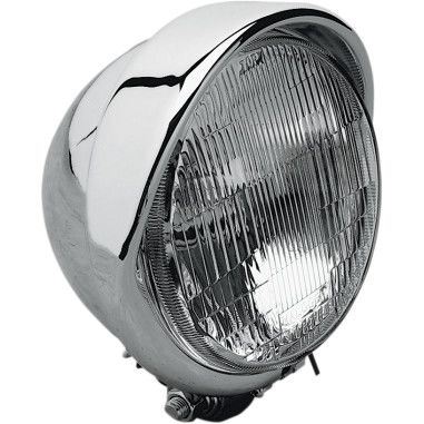 Drag Specialties 5-3/4" Headlight With Built-In Visor Chrome - Part #20011132 - Hogparts UK