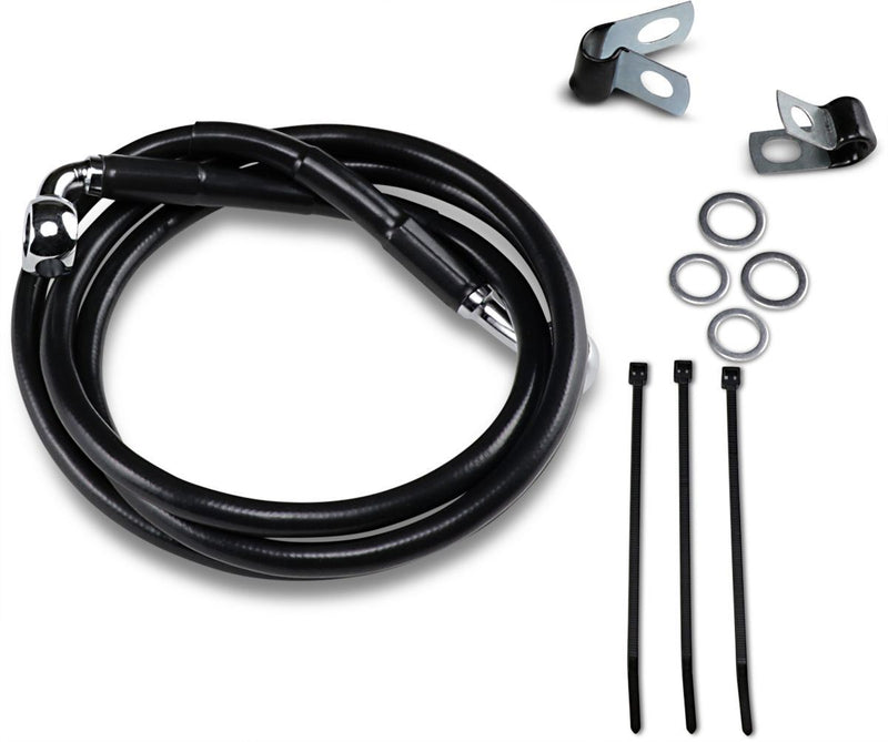 Drag Specialties Front Brake Line Black Vinyl Coated Stainless Steel Extended 4" - Part #17412552 - Hogparts UK