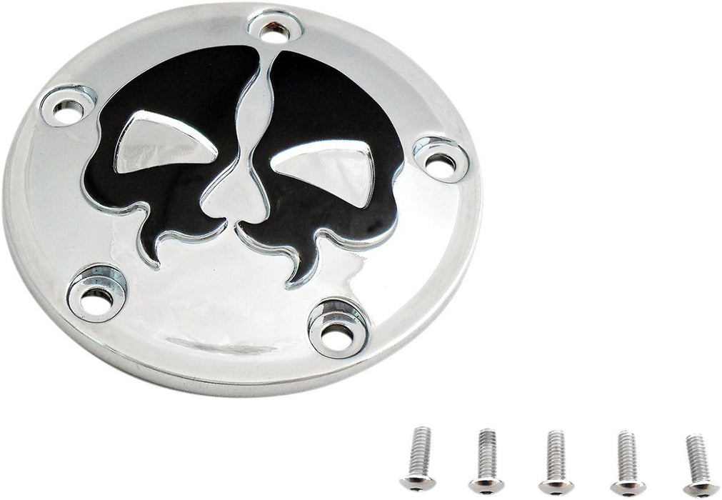 Drag Specialties Cover Points 5-Hole Split Skull Chrome - Part #09401612 - Hogparts UK