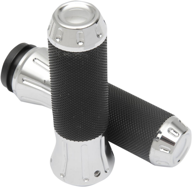 Drag Specialties Cobra Hand Grips TBW With Chrome Ends - Part #06301611 - Hogparts UK