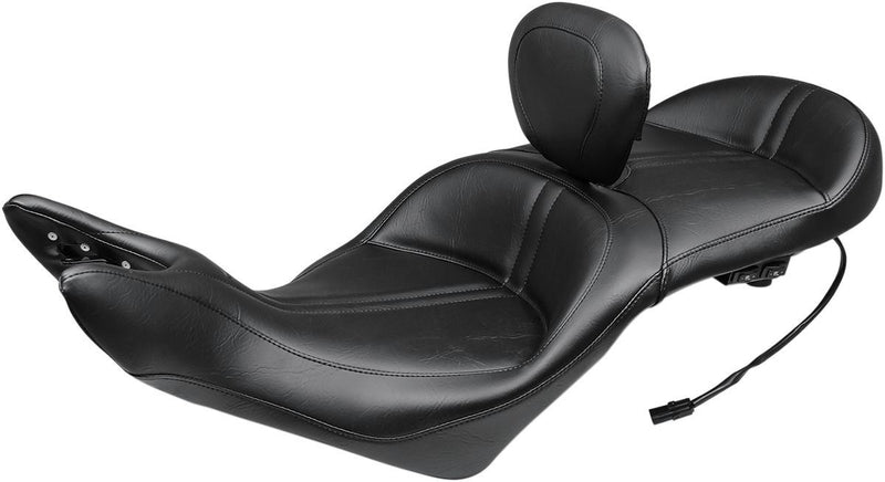 Heated One-Piece Vinyl 2-Up Touring Seat with Driver Backrest - Part # 79723 - Hogparts UK