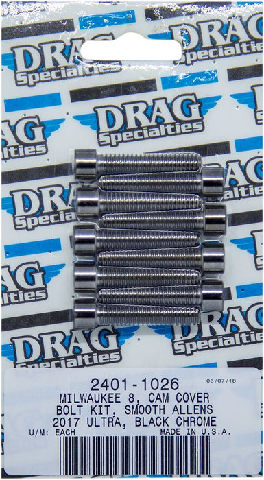 Drag Specialties Bolt Kit M8 Cam Cover Smooth Socket Head Black - Part #24011026 - Hogparts UK