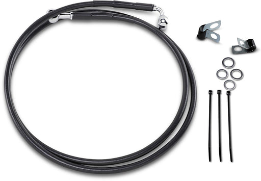 Drag Specialties Front Brake Line Black Vinyl Coated Stainless Steel Extended 10" - Part #17412585 - Hogparts UK