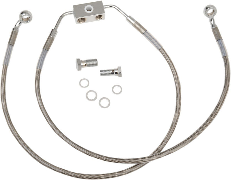 Drag Specialties Brake Line Stainless Steel Clear Coated Front/Upper/Lower Extended +6" - Part #17413839 - Hogparts UK