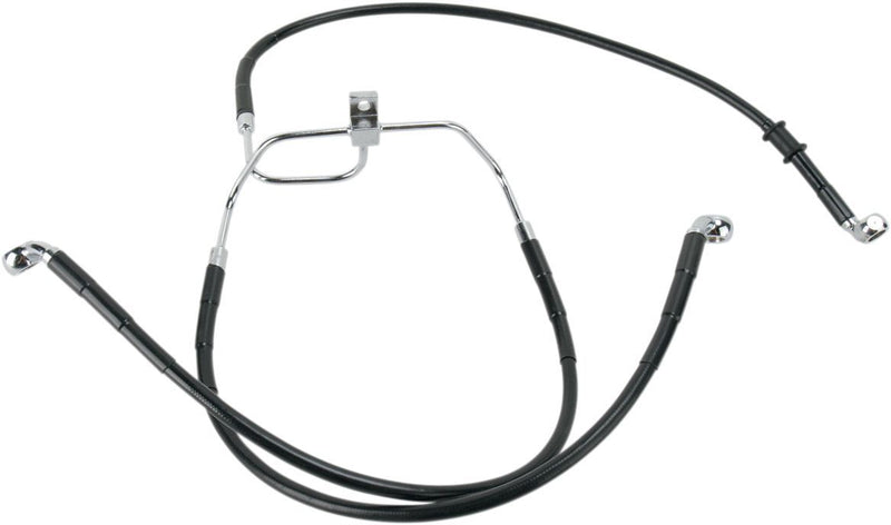 Drag Specialties Front Brake Line Black Vinyl Coated Stainless Steel Extended 8" - Part #17412910 - Hogparts UK