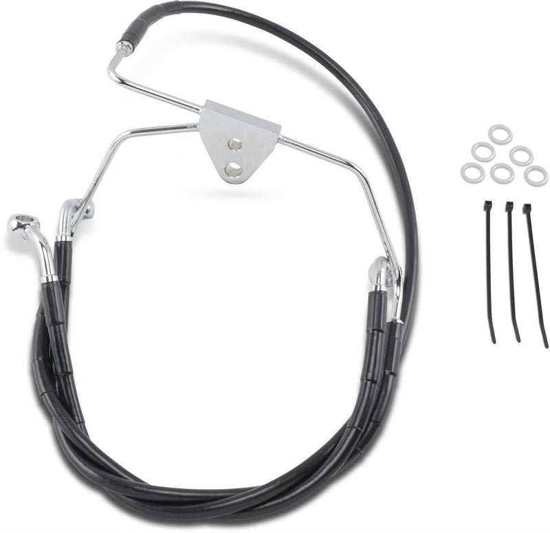 Drag Specialties Front Brake Line Black Vinyl Coated Stainless Steel Extended 4" - Part #17412516 - Hogparts UK