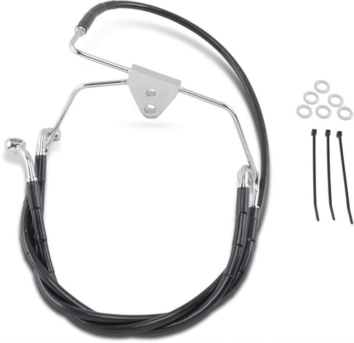 Drag Specialties Front Brake Line Black Vinyl Coated Stainless Steel Extended 4" - Part #17412516 - Hogparts UK