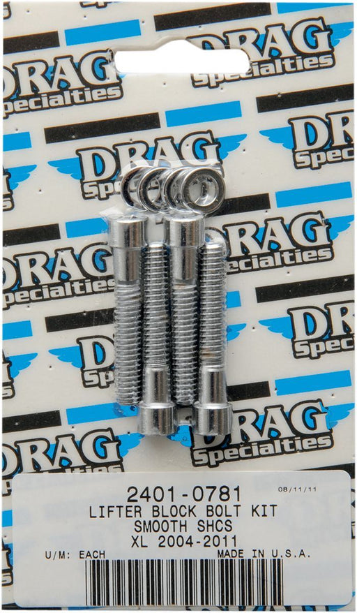 Drag Specialties Chrome Socket-Head Lifter Block Bolt Kit Smooth - Part #24010781 - Hogparts UK