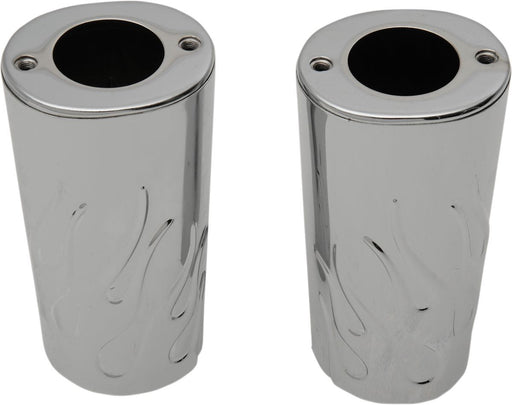 Drag Specialties Fork Slider Covers Flame Chrome - Part #04110132 - Hogparts UK