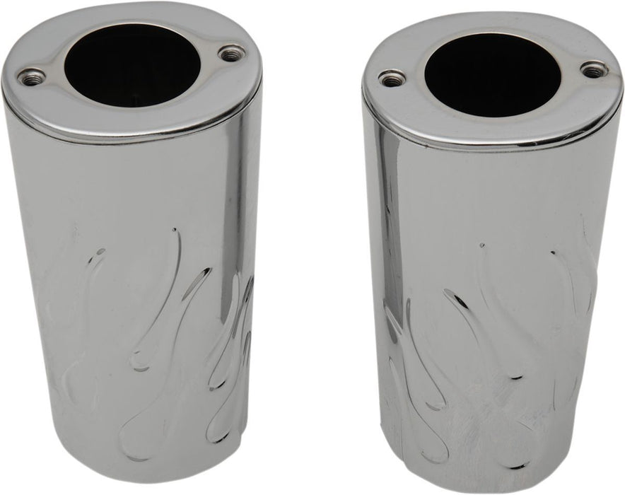 Drag Specialties Fork Slider Covers Flame Chrome - Part #04110132 - Hogparts UK