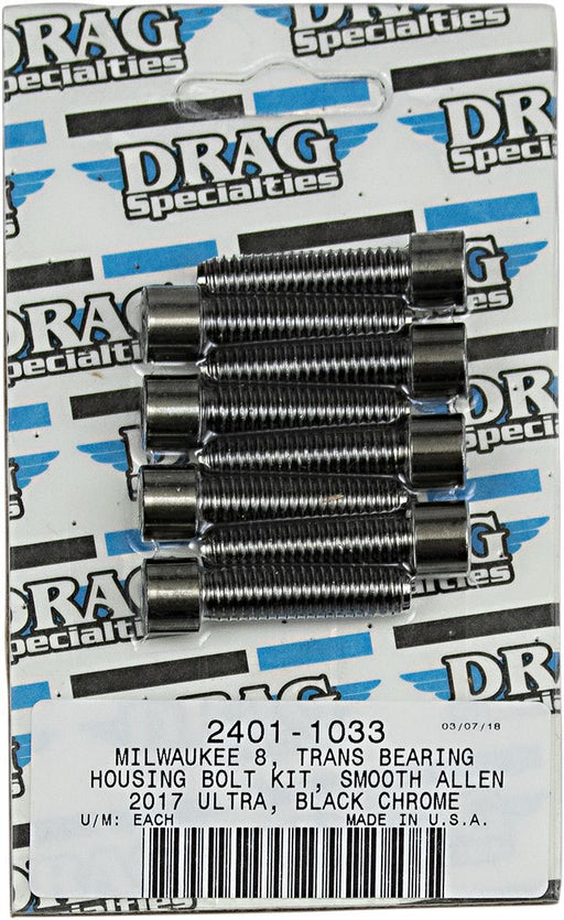 Drag Specialties Bolt Kit M8 Transmission Bearing Housing Smooth Socket Head Black - Part #24011033 - Hogparts UK